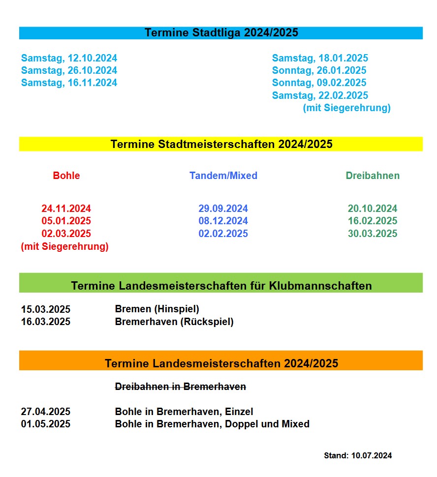 Terminuebersicht Saison2024 2025